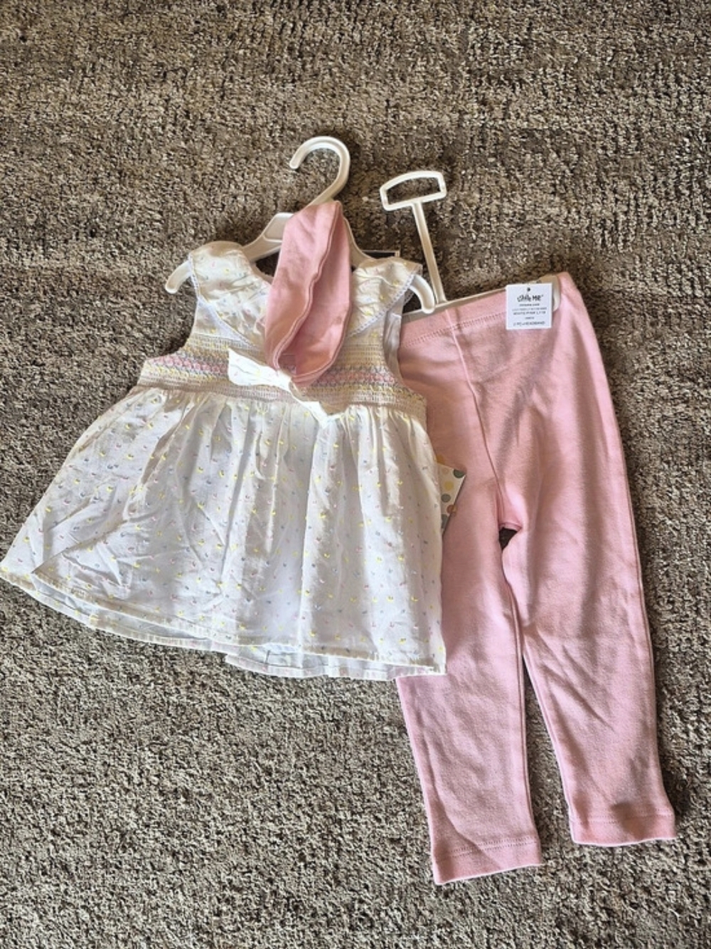 Little Me Baby Girls Top, Leggings and Headband Set Pink & White 18 Months